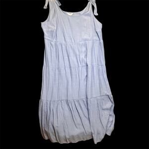 LC Lauren Conrad Blue Tie Bow Strap - Tiered Maxi Dress Blue 2X NWT